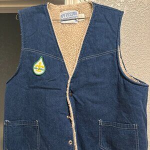 Vintage Sherpa-Lined Denim Vest